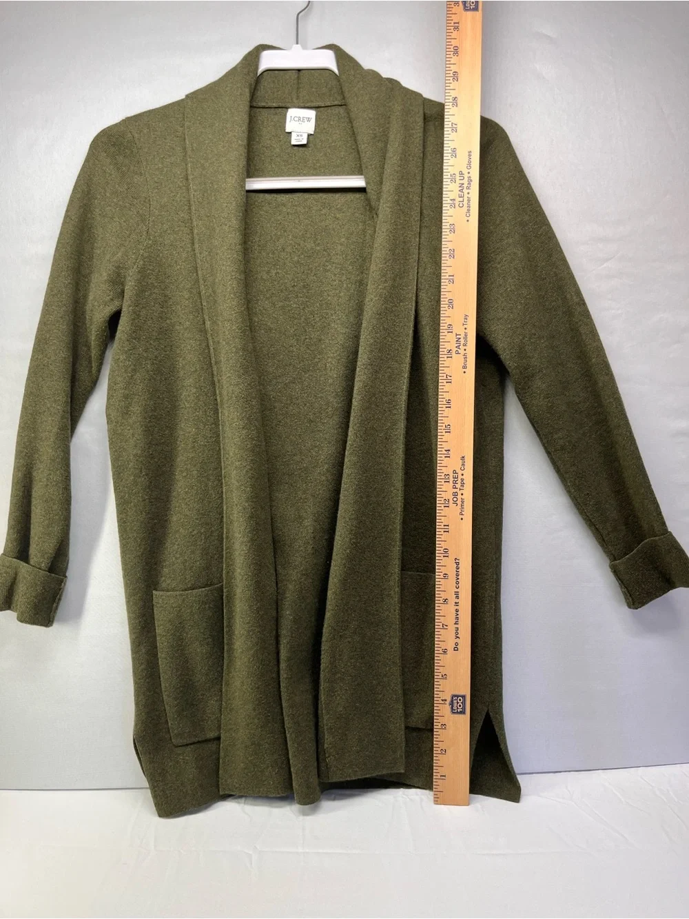 J. Crew Olive Open-Front Chelsea Cardigan